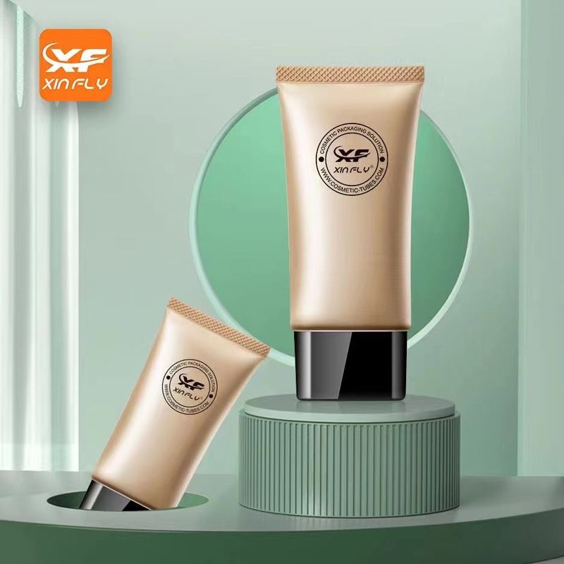 30ml 35ml Silk Screen Printed Squeeze BB CC Cream Tubes Lotion Container Packaging With Gold Plated Screw Cap